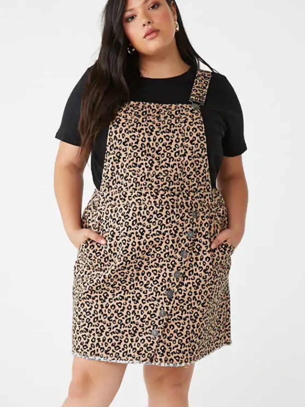 🔴 Forever 21+ Leopard Print Over-all Skirt – Tan and Black
